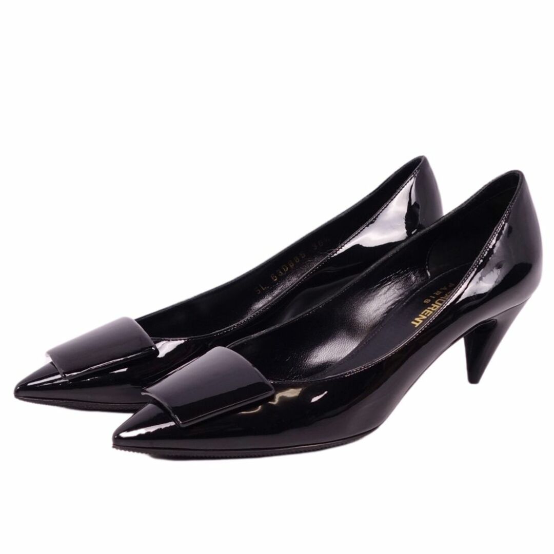 Saint Laurent(サンローラン)の美品 サンローラン パリ SAINT LAURENT PARIS パンプス エナメルレザー ヒール シューズ 靴 レディース 36 1/2 ブラック レディースの靴/シューズ(ハイヒール/パンプス)の商品写真