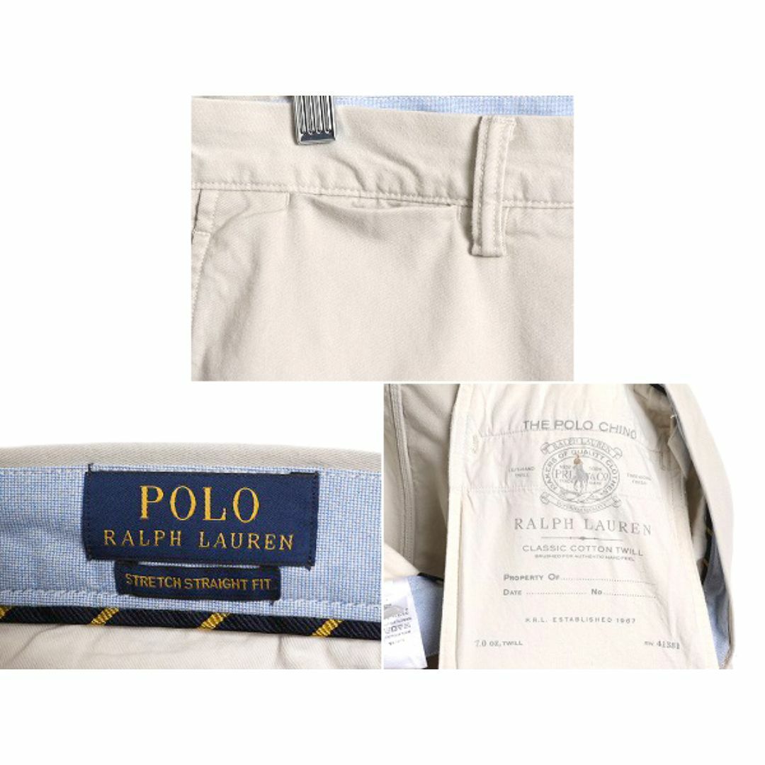 Ralph Lauren(ラルフローレン)のポロ ラルフローレン コットン チノ パンツ メンズ 34 34 / 古着 POLO チノパン ストレート ノータック アーミー タイプ ポロチノ ベージュ メンズのパンツ(チノパン)の商品写真