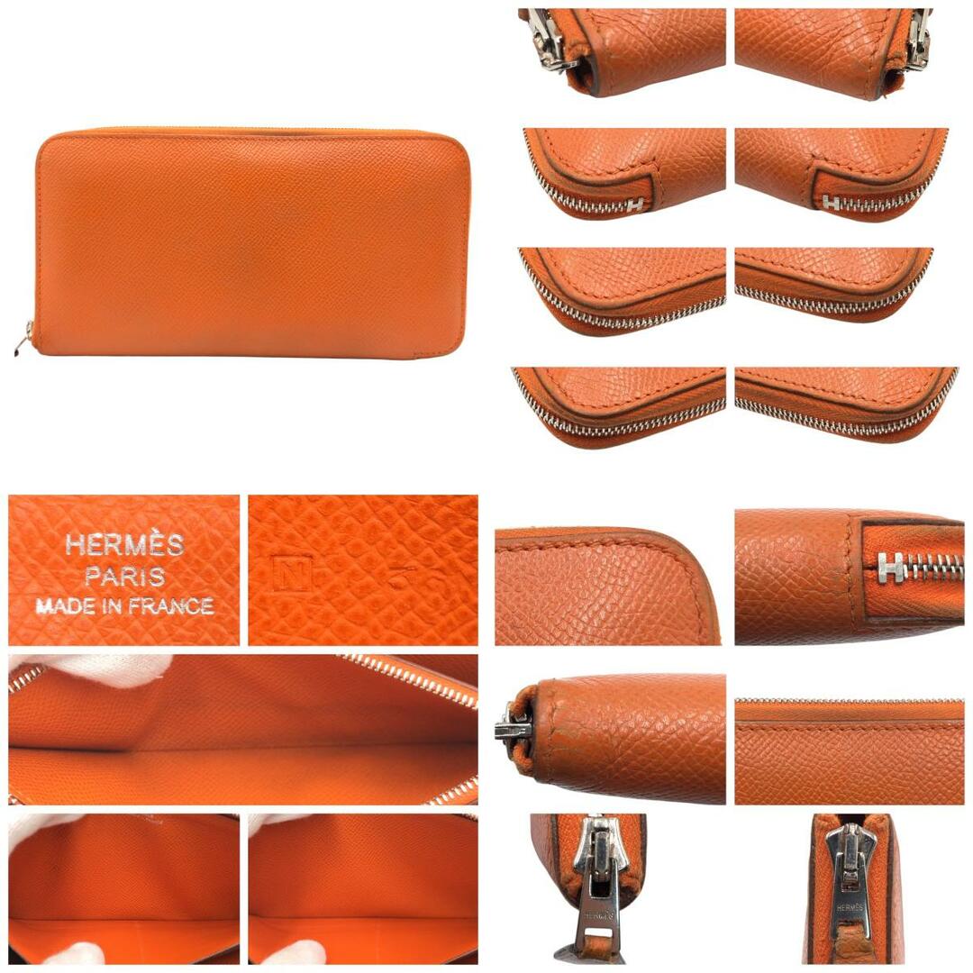 Hermes(エルメス)のHERMES エルメス アザップ クラシックロング オレンジ シルバー金具 ヴォーエプソン 長財布 ロングウォレット ラウンドファスナー ◻︎N刻印 レディース 405510 【中古】 レディースのファッション小物(財布)の商品写真