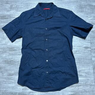 PRADA - PRADA プラダ 半袖シャツ ルーマニア製 コットンシャツ ネイビー 39