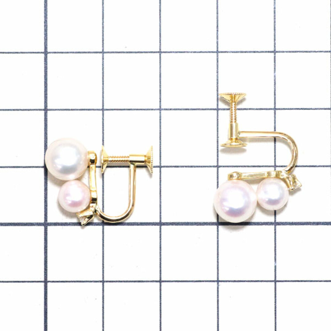 MIKIMOTO(ミキモト)のミキモト K18YG アコヤ真珠 ダイヤモンド イヤリング 径約5.5-7.5mm レディースのアクセサリー(イヤリング)の商品写真