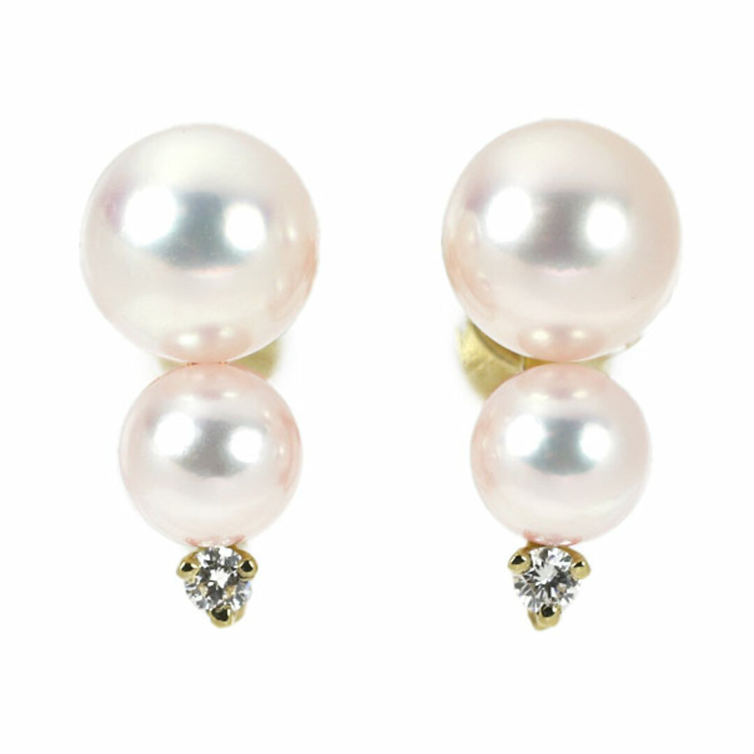 MIKIMOTO(ミキモト)のミキモト K18YG アコヤ真珠 ダイヤモンド イヤリング 径約5.5-7.5mm レディースのアクセサリー(イヤリング)の商品写真