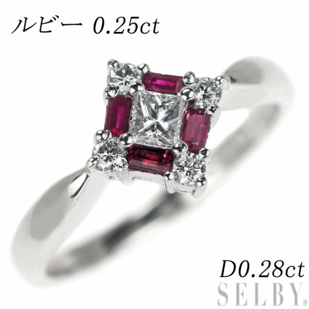 K18WG ルビー ダイヤモンド リング 0.25ct D0.28ct レディースのアクセサリー(リング(指輪))の商品写真