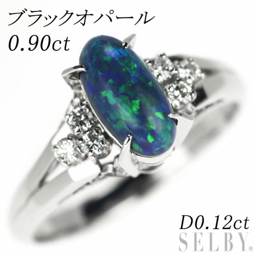 Pt900 ブラック オパール ダイヤモンド リング 0.90ct D0.12ct レディースのアクセサリー(リング(指輪))の商品写真