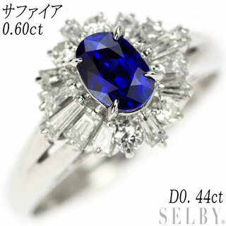Pt900 サファイア ダイヤモンド リング 0.60ct D0.44ct(リング(指輪))