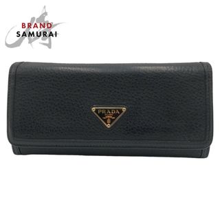 プラダ(PRADA)の美品 PRADA プラダ ヴィッテロダイノ 男女兼用 ブラック 黒 ゴールド金具 レザー 長財布 ロングウォレット レディース 405532 【中古】(財布)