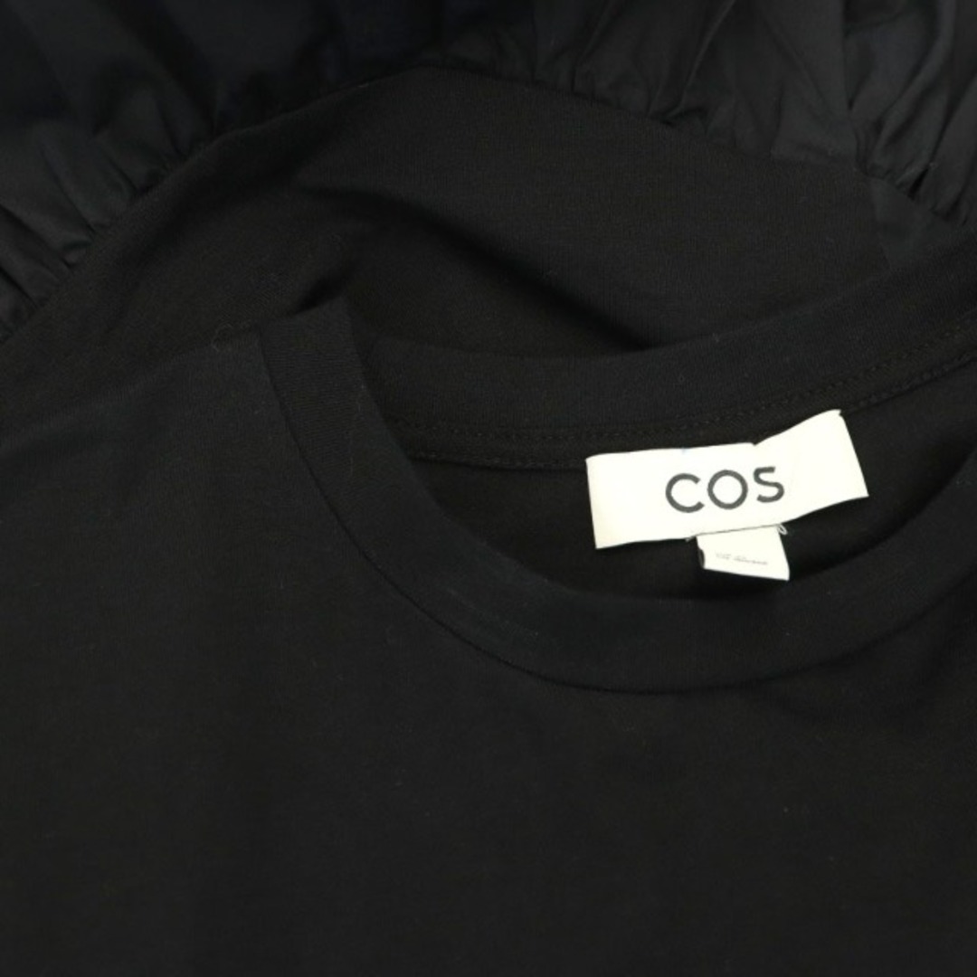 COS(コス)のコス 異素材 切替 ワンピース ドッキングワンピース 半袖 EU XS 黒 レディースのワンピース(ロングワンピース/マキシワンピース)の商品写真