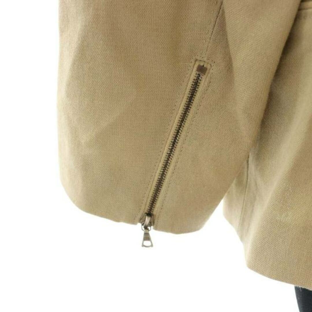 エブール ebure ジップアップ ノーカラージャケット 七分袖 38 ベージュ レディースのジャケット/アウター(その他)の商品写真