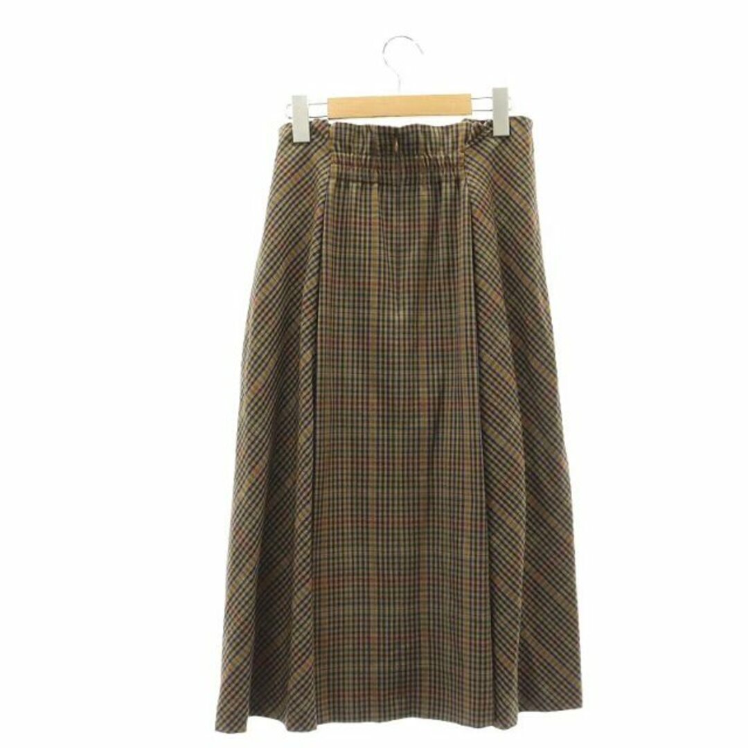 組曲 クミキョク チェック タックフレアスカート ロング ウール混 3 キャメル レディースのスカート(ロングスカート)の商品写真