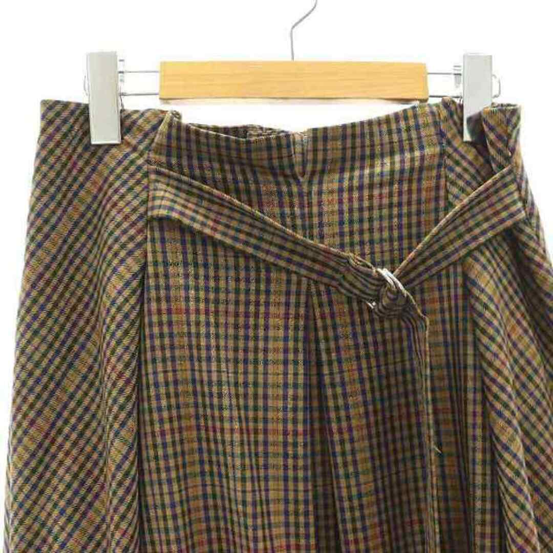 組曲 クミキョク チェック タックフレアスカート ロング ウール混 3 キャメル レディースのスカート(ロングスカート)の商品写真