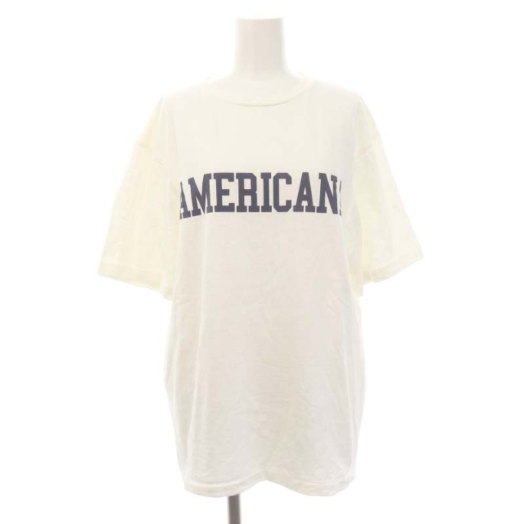 AMERICANA(アメリカーナ)のアメリカーナ オーバーサイズ ロゴプリント Tシャツ カットソー 半袖 白 紺 レディースのトップス(Tシャツ(半袖/袖なし))の商品写真