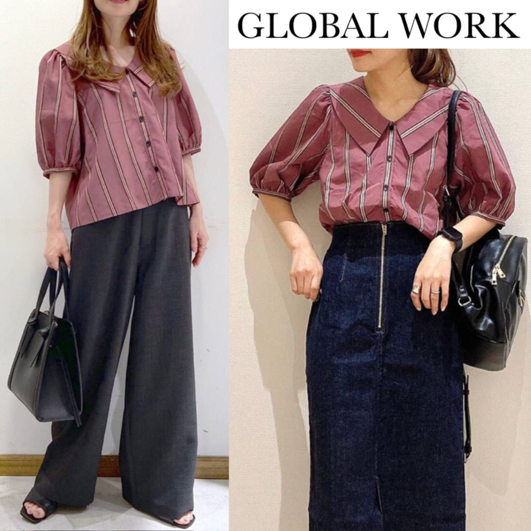 GLOBAL WORK(グローバルワーク)のグローバルワーク eiis ストライプ 襟 ブラウス レディースのトップス(シャツ/ブラウス(半袖/袖なし))の商品写真