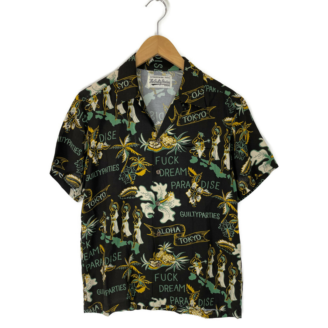 WACKO MARIA(ワコマリア)のワコマリア ﾌﾞﾗｯｸ×ｸﾞﾘｰﾝ Fuck Dream Paradise Aloha Shirt M メンズのトップス(その他)の商品写真