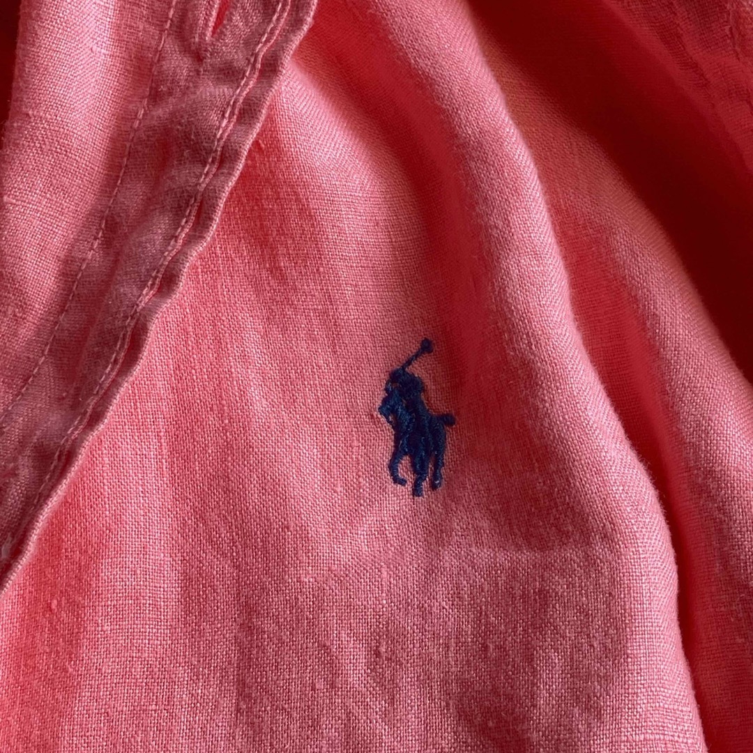 POLO RALPH LAUREN(ポロラルフローレン)のリネン100%★ポロラルフローレン 長袖シャツ リネンシャツ 現行タグ ピンク レディースのトップス(シャツ/ブラウス(長袖/七分))の商品写真