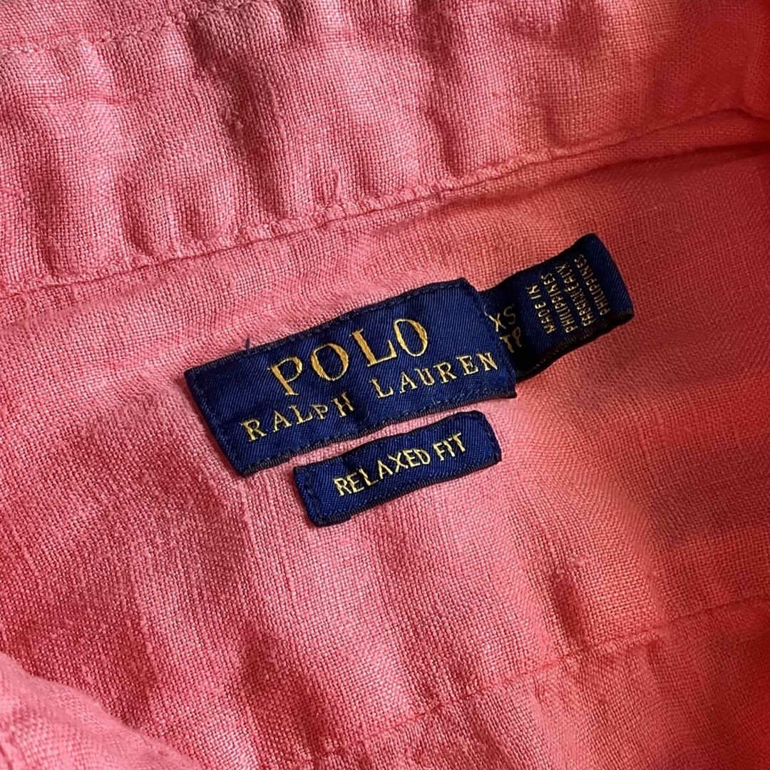 POLO RALPH LAUREN(ポロラルフローレン)のリネン100%★ポロラルフローレン 長袖シャツ リネンシャツ 現行タグ ピンク レディースのトップス(シャツ/ブラウス(長袖/七分))の商品写真