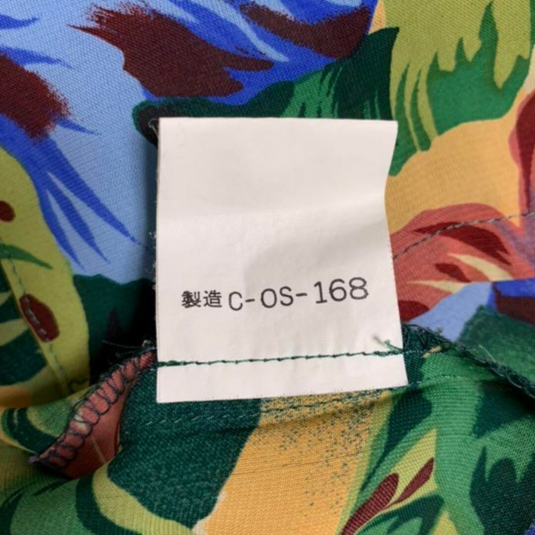 古着 半袖 アロハ シャツ ハワイ 花柄 総柄 ピンク 緑 グリーン 青 ブルー レディースのトップス(シャツ/ブラウス(半袖/袖なし))の商品写真