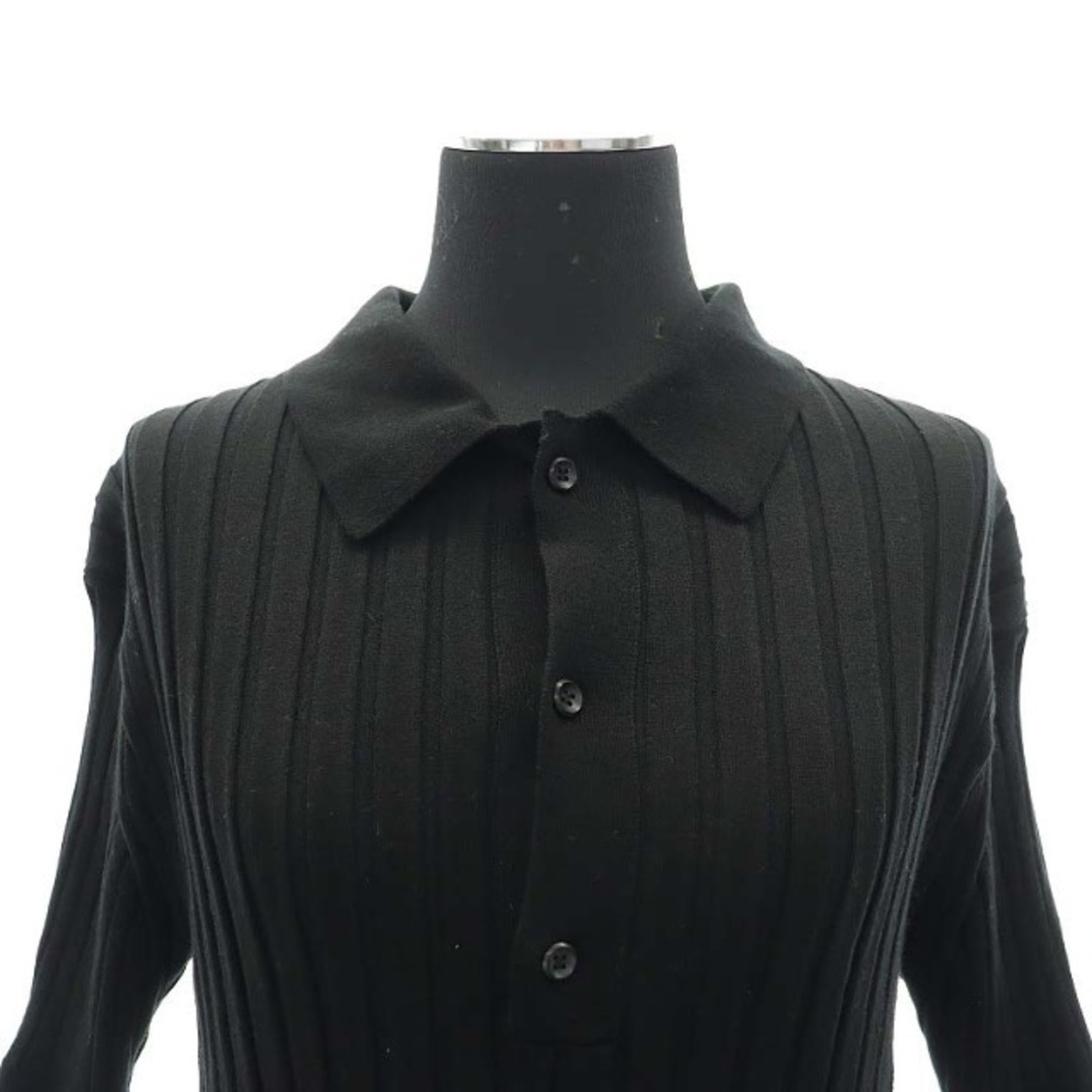 イレーヴ YLEVE 22SS リブ ニット ポロシャツ 半袖 1 ブラック 黒 レディースのトップス(ポロシャツ)の商品写真