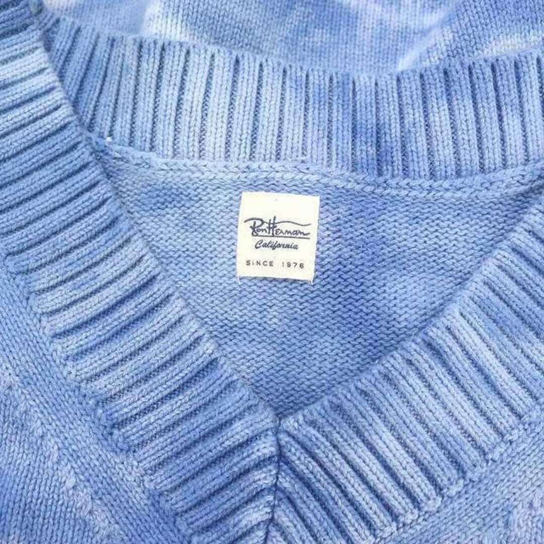 Ron Herman(ロンハーマン)のロンハーマン 24SS コットン 総柄 Vネックニット セーター 長袖 XS 青 レディースのトップス(ニット/セーター)の商品写真