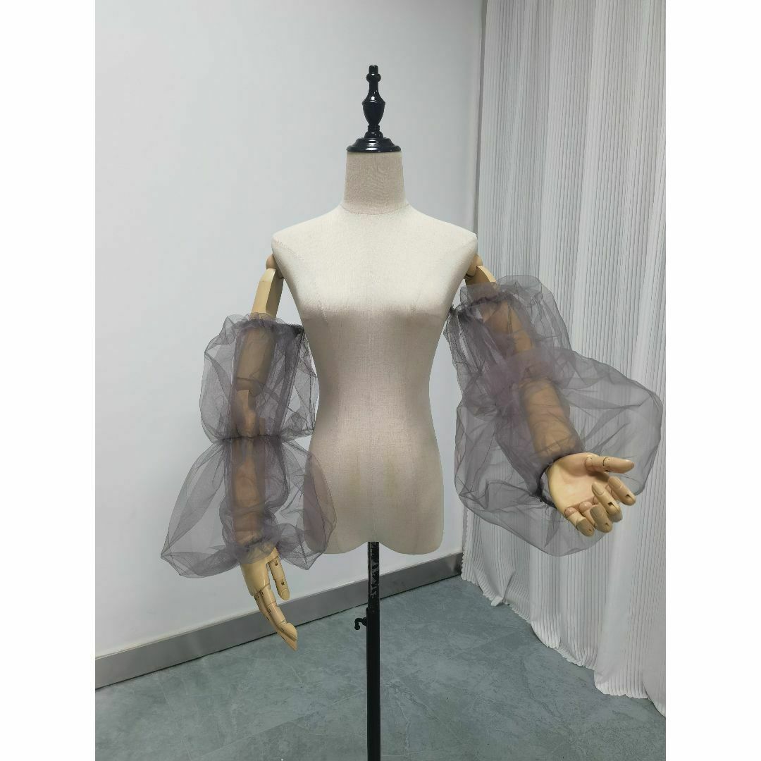 ブラック シースルー袖 ソフトチュール ストレッチ 可愛い カラードレス レディースのフォーマル/ドレス(ウェディングドレス)の商品写真