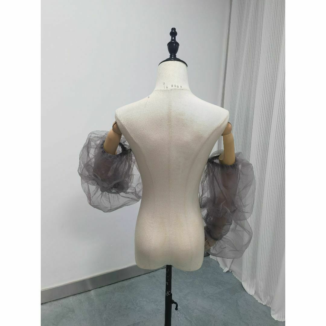 ブラック シースルー袖 ソフトチュール ストレッチ 可愛い カラードレス レディースのフォーマル/ドレス(ウェディングドレス)の商品写真