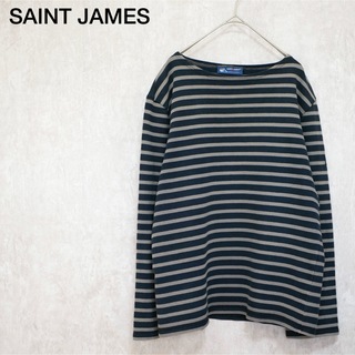 セントジェームス(SAINT JAMES)のSAINT JAMES OUESSANT NOIR/TAUPE(Tシャツ/カットソー(七分/長袖))