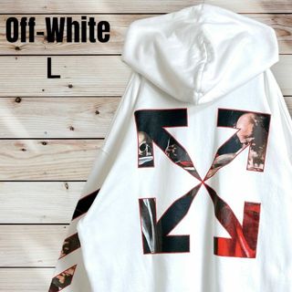 OFF-WHITE - 美品【超人気モデル】オフホワイト クロスアロー パーカー L ホワイト フード