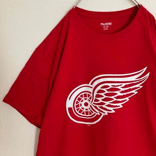 デトロイトレッドウィングスNHLチームTシャツオーバーサイズビッグロゴ赤tシャツ(Tシャツ/カットソー(半袖/袖なし))