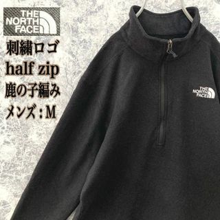 ザノースフェイス(THE NORTH FACE)のIN85【即完モデル】US規格ノースフェイス刺繍ロゴ鹿の子編ハーフジップフリース(スウェット)