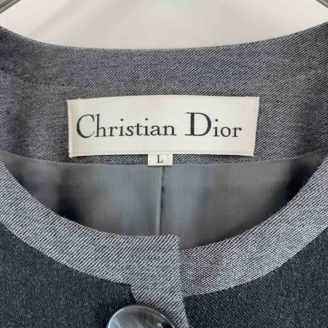 Christian Dior(クリスチャンディオール)のChristian Dior クリスチャンディオール レディース ノーカラージャケット チャコールグレー ハーフジャケット レディースのジャケット/アウター(ノーカラージャケット)の商品写真