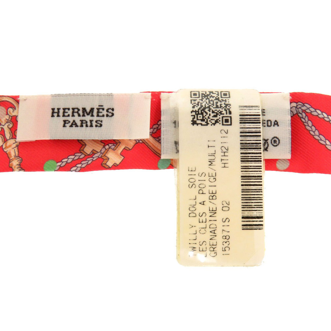 Hermes(エルメス)の未使用 エルメス ツイリードール LES CLES A POIS　レ クレア ポア シルク グレナデン スカーフ 0094 【中古】 HERMES レディースのファッション小物(バンダナ/スカーフ)の商品写真