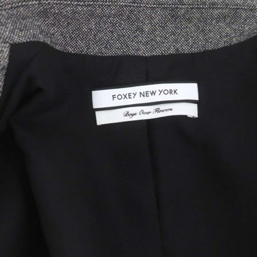 フォクシーニューヨーク ジャケット クロップド丈 ウール 38 S グレー 黒 レディースのジャケット/アウター(その他)の商品写真