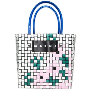 マルニ(Marni)の美品 マルニ 編み込み ポリプロピレン ホワイト 白 ピクニックバッグ 0206【中古】MARNI(ハンドバッグ)