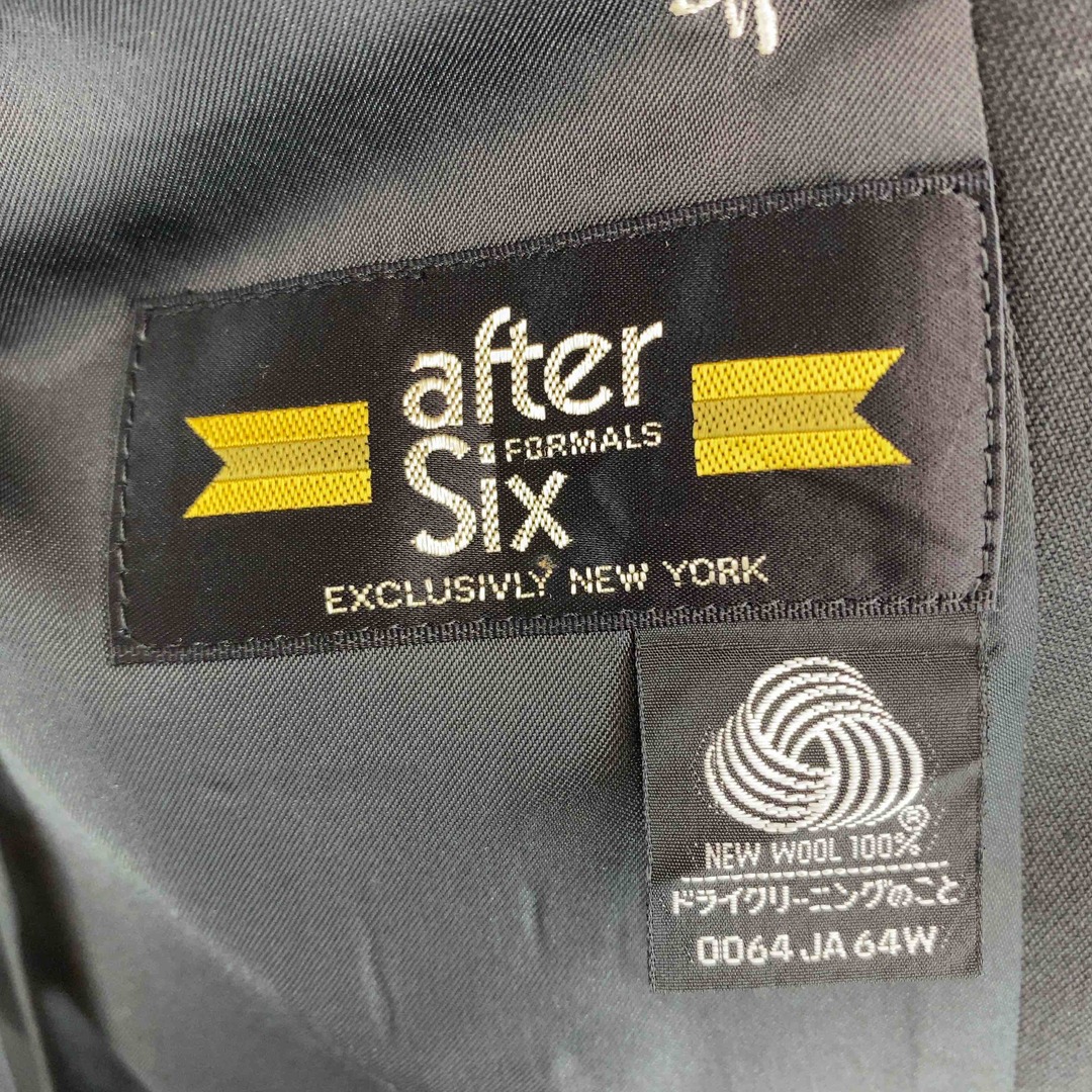 after six メンズ テーラードジャケット スラックスパンツ　スーツ　セットアップ　毛100％　黒 メンズのジャケット/アウター(テーラードジャケット)の商品写真