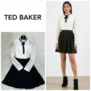 TED BAKER - テッドベイカー　ZAZU ボウタイリボン　タック　ドッキング　プリーツワンピース