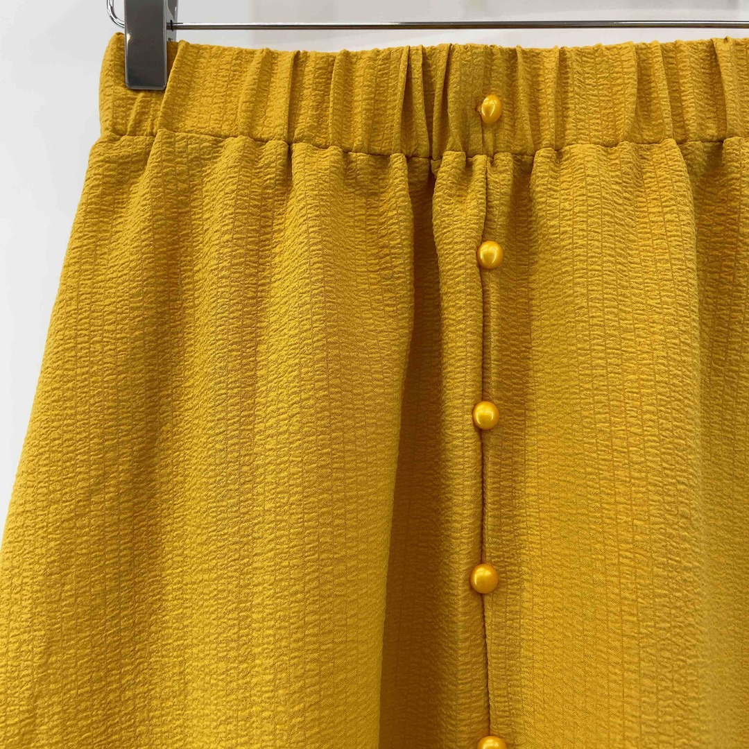 SHEIN　シャイン　山吹色　オレンジ　裏地無し　サイズL　ウエスト総ゴム　 レディース ロングスカート レディースのスカート(ロングスカート)の商品写真