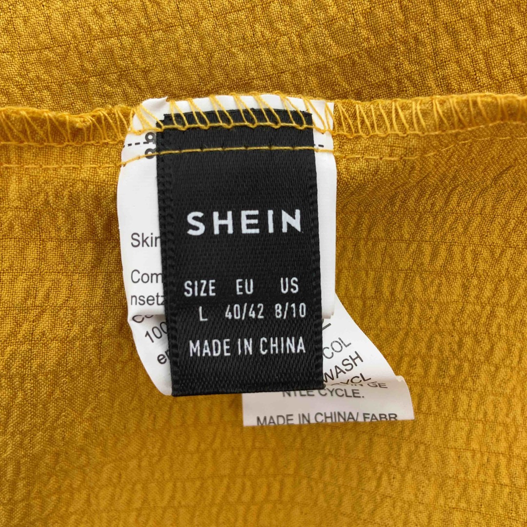 SHEIN　シャイン　山吹色　オレンジ　裏地無し　サイズL　ウエスト総ゴム　 レディース ロングスカート レディースのスカート(ロングスカート)の商品写真