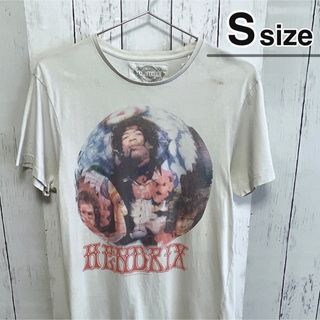 ミュージックティー(MUSIC TEE)のJIMI HENDRIX　Tシャツ　S　ホワイト　プリント　ジミヘン　USA古着(Tシャツ/カットソー(半袖/袖なし))