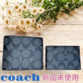 【新品・未使用】　coach 折財布　ブラック　メンズ　パスケース　カードケース