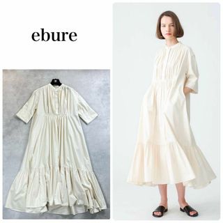 ebure - ebure エブール　ボタニカルコットンシルク　バンドカラーシャツワンピース