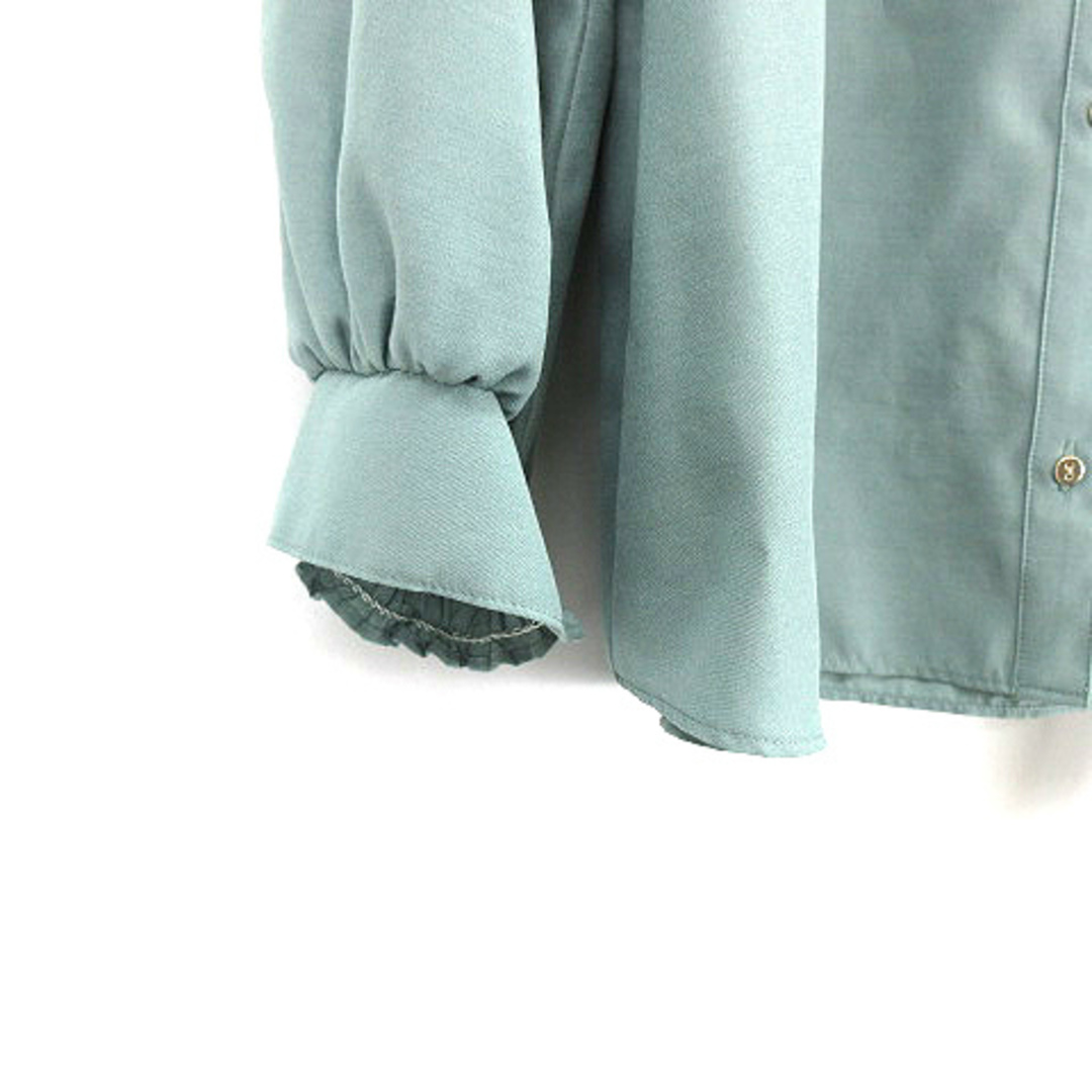 ReFLEcT(リフレクト)のリフレクト ボタン レーヨン ブラウス シャツ09 M 緑グリーン レディースのトップス(シャツ/ブラウス(長袖/七分))の商品写真