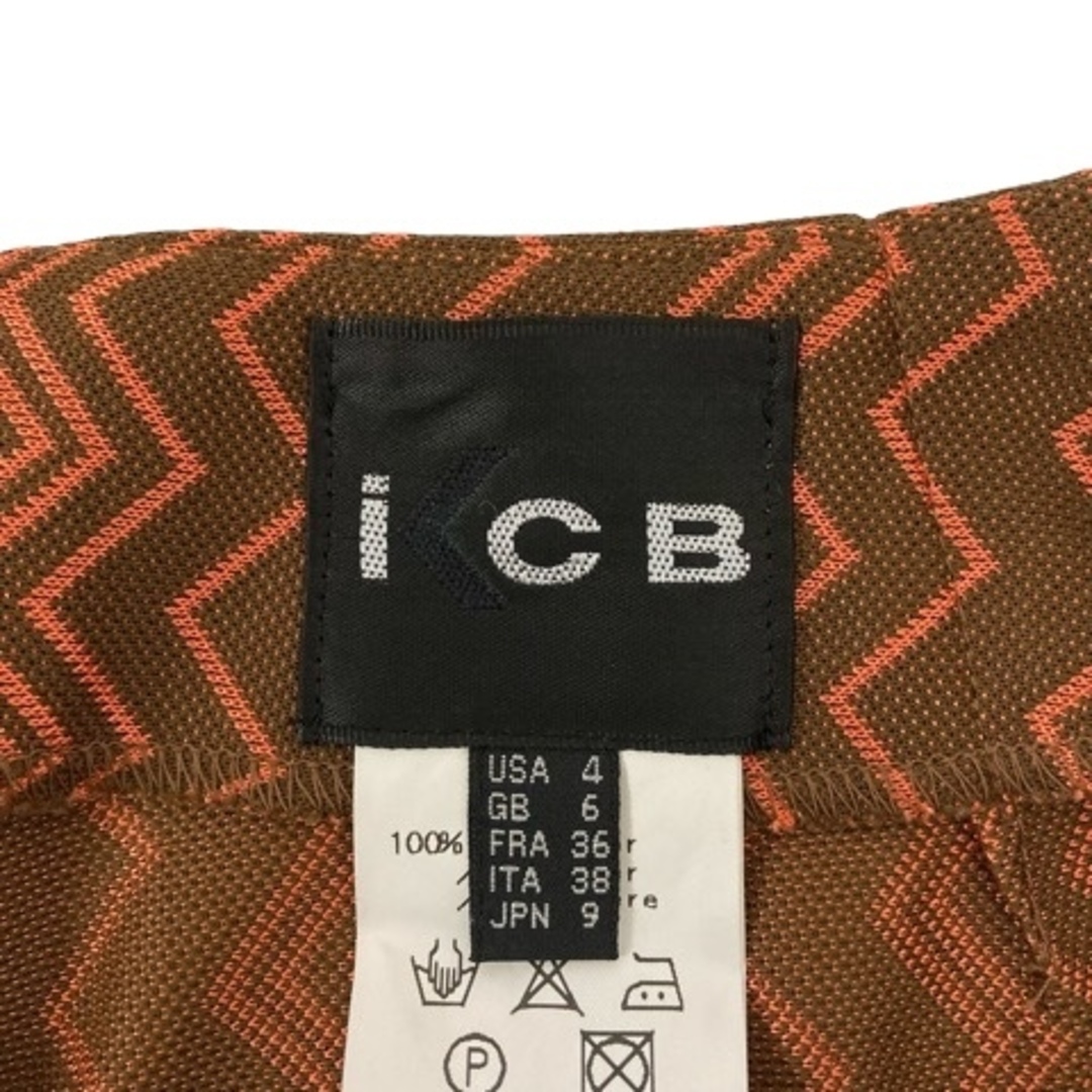 ICB(アイシービー)のアイシービー パンツ ストレート シェブロン柄 ロング丈 9 茶 橙 レディース レディースのパンツ(その他)の商品写真