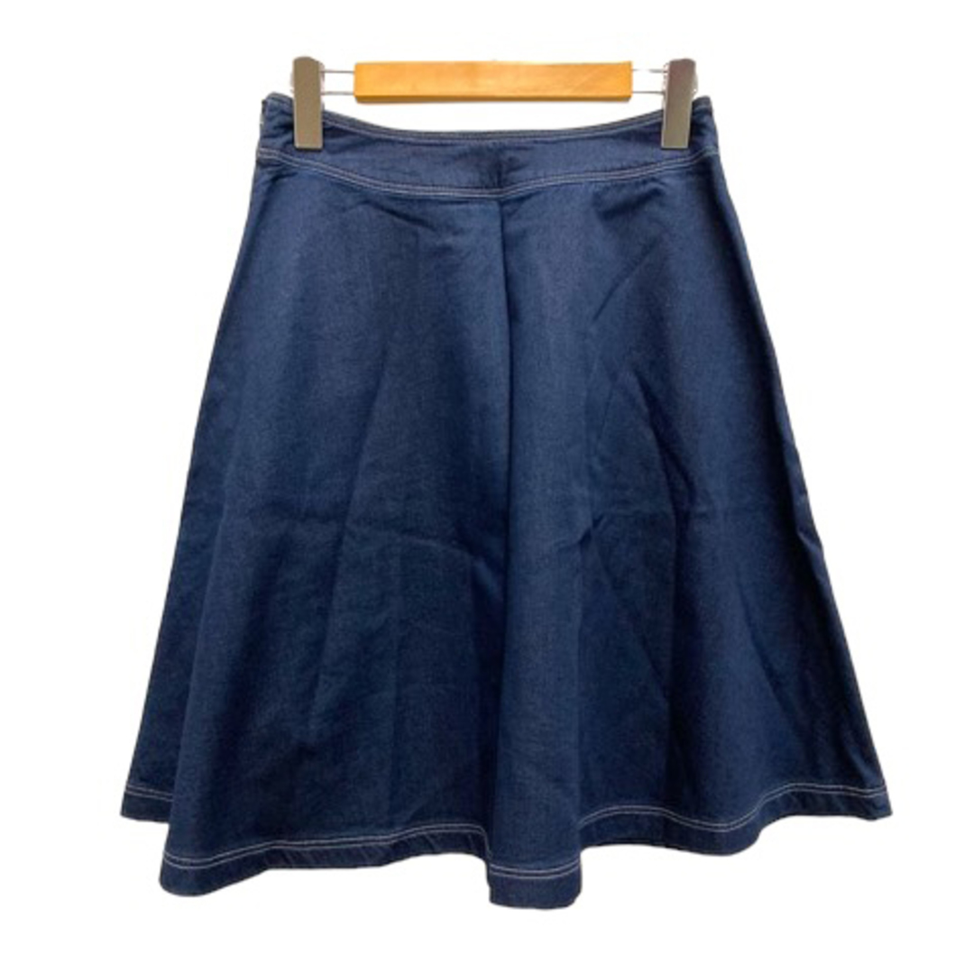 GALLERY VISCONTI(ギャラリービスコンティ)のギャラリービスコンティ デニムスカート フレア Aライン リボン ひざ丈 2 青 レディースのスカート(ひざ丈スカート)の商品写真