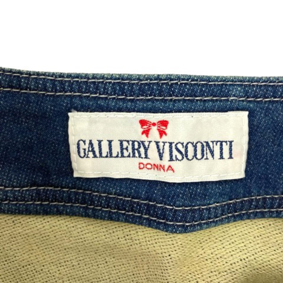 GALLERY VISCONTI(ギャラリービスコンティ)のギャラリービスコンティ デニムスカート フレア Aライン ビーズ ひざ丈 2 青 レディースのスカート(ひざ丈スカート)の商品写真