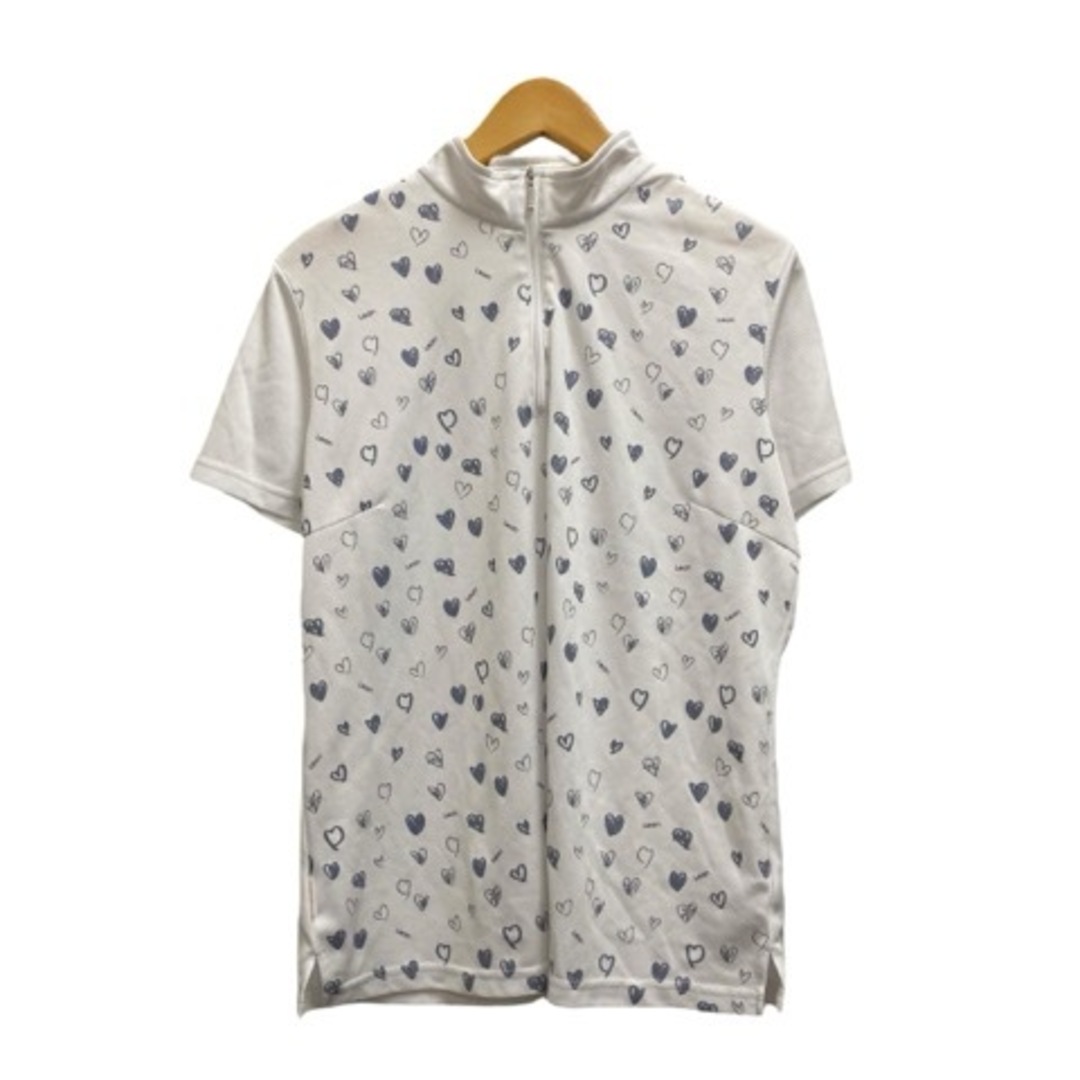 asics(アシックス)のasics LEAN Tシャツ 半袖 ハイネック 総柄 ラメ 白 グレー レディースのトップス(Tシャツ(半袖/袖なし))の商品写真