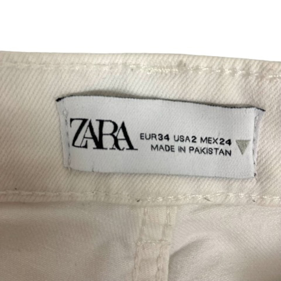 ZARA(ザラ)のザラ ZARA デニム ジーンズ スキニー カットオフ 無地 34 白 ホワイト レディースのパンツ(その他)の商品写真