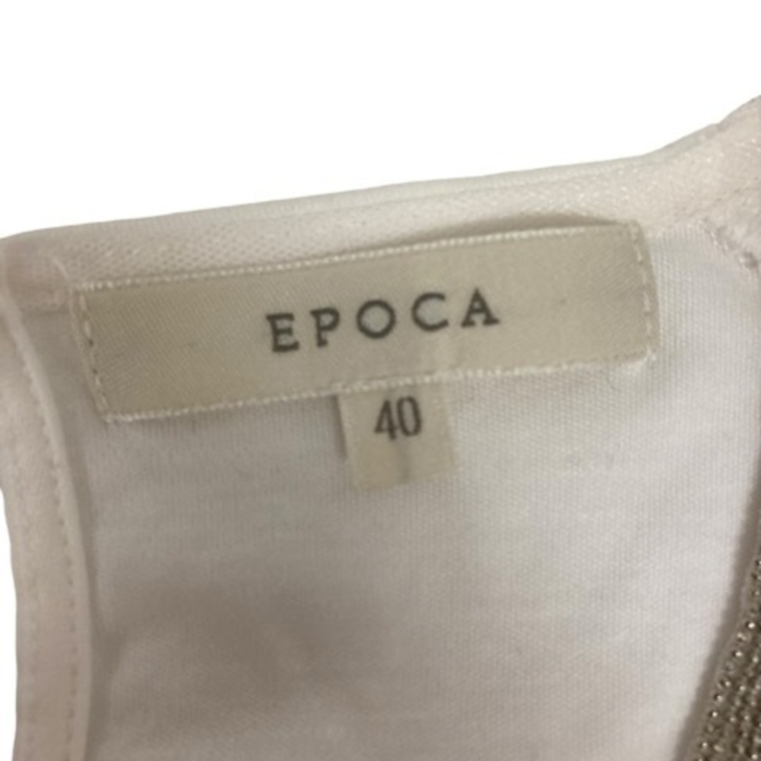 EPOCA(エポカ)のエポカ EPOCA カットソー 長袖 クルーネック ビーズ装飾 ライン 白 レディースのトップス(カットソー(長袖/七分))の商品写真