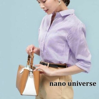 nano・universe ナノユニバース フレンチリネンシャツ ラベンダー M
