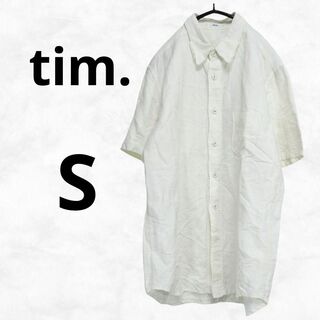 tim. - 【tim.】ティム レギュラーカラーシャツ（S）リネン コットン ベージュ 半袖
