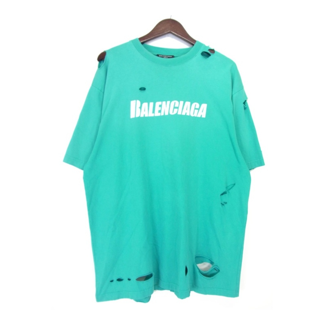 Balenciaga(バレンシアガ)のバレンシアガ BALENCIAGA ■ 21SS 【 651795 TKVB8 】 デストロイ加工 ロゴ プリント 半袖 Tシャツ　w19094 メンズのトップス(Tシャツ/カットソー(半袖/袖なし))の商品写真