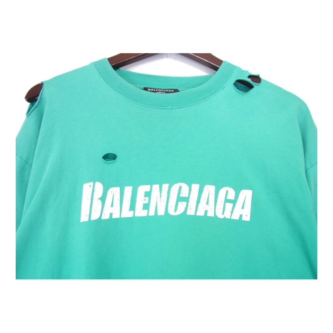 Balenciaga(バレンシアガ)のバレンシアガ BALENCIAGA ■ 21SS 【 651795 TKVB8 】 デストロイ加工 ロゴ プリント 半袖 Tシャツ　w19094 メンズのトップス(Tシャツ/カットソー(半袖/袖なし))の商品写真